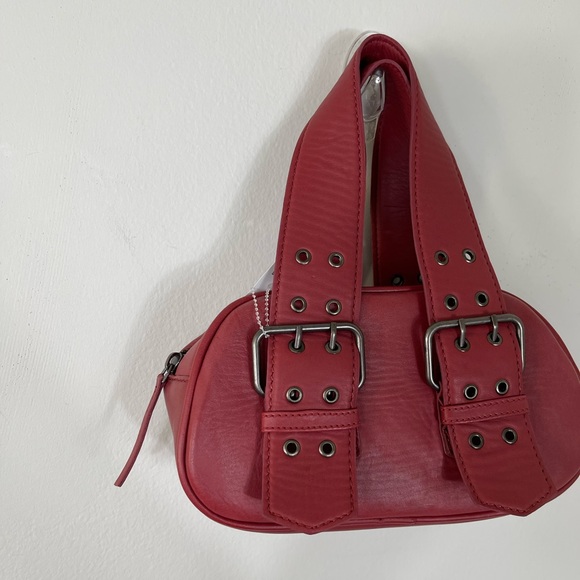 The Free People Elegant Red Leather Handbag Say Yes Bag NWOT - Picture 8 of 14